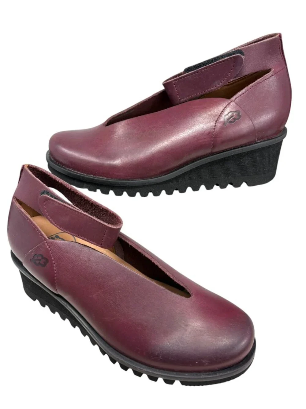 Loints‎ of Holland Selena Burgundy Leather Ankle Strap Wedge